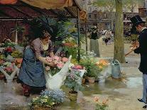 A Flower Market in Paris, 1891 (Oil on Canvas)-Louis de Schryver-Giclee Print