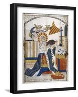 Louis IX, King of France, in Chartres Cathedral in His Coronation Robes, 1226-null-Framed Giclee Print