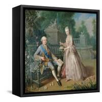 Louis Jean Marie De Bourbon, Duc De Penthievre with His Daughter, Louise-Marie Adelaide-Jean Baptiste Charpentier-Framed Stretched Canvas