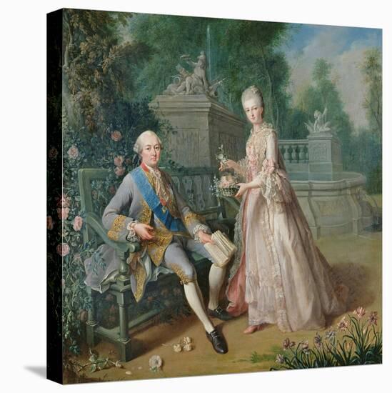 Louis Jean Marie De Bourbon, Duc De Penthievre with His Daughter, Louise-Marie Adelaide-Jean Baptiste Charpentier-Stretched Canvas