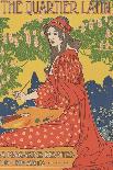 Woman Looking over Her Shoulder with Stylized Flowers in the Background-Louis Rhead-Art Print