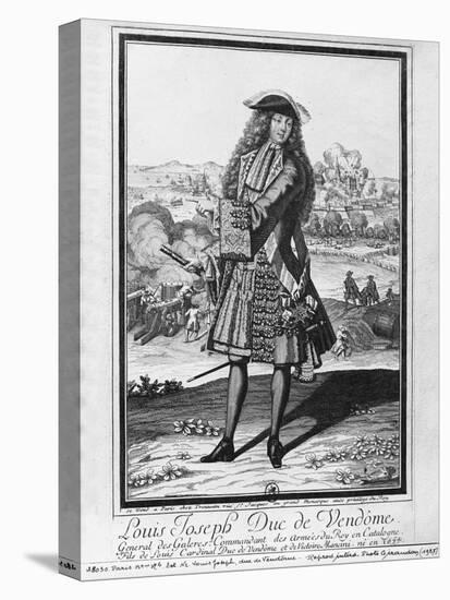 Louis Joseph De Bourbon, Duke of Vendome, known as 'The Great Vendome' (Engraving) (B/W Photo)-French-Stretched Canvas