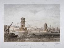 View of Hungerford Suspension Bridge and Boats on the River Thames, London, 1854-Louis Julien Jacottet-Framed Giclee Print