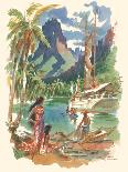 Tahiti - S.S. Matsonia Menu Cover, Vintage Ocean Liner Travel Poster, 1957-Louis Macouillard-Stretched Canvas
