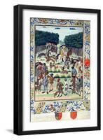 Louis Malet (1441-1516) Seigneur De Graville, Hunting Wild Boar, from the 'Terrier De Marcoussis'-French-Framed Giclee Print