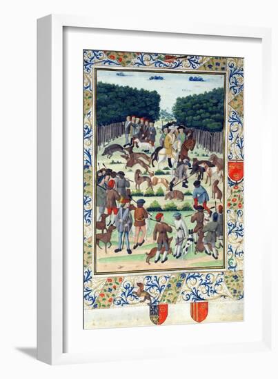 Louis Malet (1441-1516) Seigneur De Graville, Hunting Wild Boar, from the 'Terrier De Marcoussis'-French-Framed Giclee Print