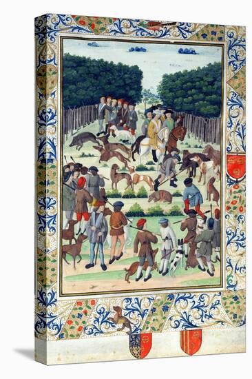 Louis Malet (1441-1516) Seigneur De Graville, Hunting Wild Boar, from the 'Terrier De Marcoussis'-French-Stretched Canvas