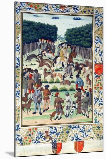 Louis Malet (1441-1516) Seigneur De Graville, Hunting Wild Boar, from the 'Terrier De Marcoussis'-French-Mounted Premium Giclee Print