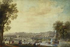 A View of the Grand Trianon, Versailles, with Figures and Vessels on the Canal-Louis-Nicolas de Lespinasse-Giclee Print