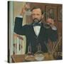 Louis Pasteur French Chemist and Microbiologist, in His Laboratory, Ca. 1880s-null-Stretched Canvas