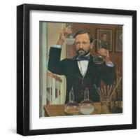 Louis Pasteur French Chemist and Microbiologist, in His Laboratory, Ca. 1880s-null-Framed Art Print