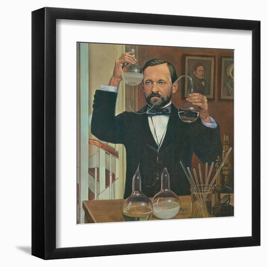 Louis Pasteur French Chemist and Microbiologist, in His Laboratory, Ca. 1880s-null-Framed Art Print