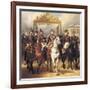 Louis-Philippe and His Sons on Horseback in Front of the Bar of the Chateau De Versailles-Horace Vernet-Framed Art Print