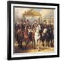 Louis-Philippe and His Sons on Horseback in Front of the Bar of the Chateau De Versailles-Horace Vernet-Framed Art Print