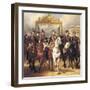 Louis-Philippe and His Sons on Horseback in Front of the Bar of the Chateau De Versailles-Horace Vernet-Framed Art Print