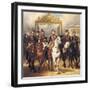 Louis-Philippe and His Sons on Horseback in Front of the Bar of the Chateau De Versailles-Horace Vernet-Framed Art Print