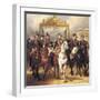 Louis-Philippe and His Sons on Horseback in Front of the Bar of the Chateau De Versailles-Horace Vernet-Framed Art Print