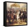 Louis-Philippe and His Sons on Horseback in Front of the Bar of the Chateau De Versailles-Horace Vernet-Framed Stretched Canvas