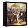 Louis-Philippe and His Sons on Horseback in Front of the Bar of the Chateau De Versailles-Horace Vernet-Framed Stretched Canvas
