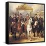 Louis-Philippe and His Sons on Horseback in Front of the Bar of the Chateau De Versailles-Horace Vernet-Framed Stretched Canvas