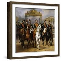 Louis Philippe and His Sons to Horse at This Leave Versailles of Lock, June 10, 1837-Horace Vernet-Framed Giclee Print