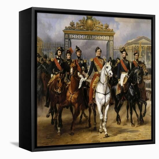 Louis Philippe and His Sons to Horse at This Leave Versailles of Lock, June 10, 1837-Horace Vernet-Framed Stretched Canvas