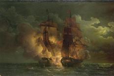 Battle Between the French Frigate Arethuse and the English Frigate Amelia Islands of Loz, 1813-Louis Philippe Crepin-Giclee Print