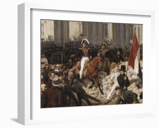 Louis-Philippe, duc d'Orléans, nommé lieutenant général du royaume, quitte à cheval le Palais-Horace Vernet-Framed Giclee Print