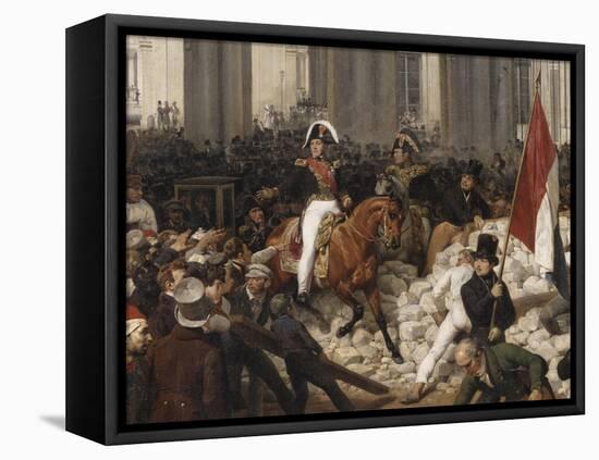 Louis-Philippe, duc d'Orléans, nommé lieutenant général du royaume, quitte à cheval le Palais-Horace Vernet-Framed Stretched Canvas