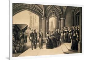 Louis-Philippe's Journey in England, 1844, King Being Received at Windsor Castle, October 8, 1844-Edouard Pingret-Framed Giclee Print