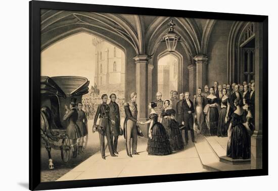 Louis-Philippe's Journey in England, 1844, King Being Received at Windsor Castle, October 8, 1844-Edouard Pingret-Framed Giclee Print