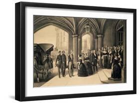 Louis-Philippe's Journey in England, 1844, King Being Received at Windsor Castle, October 8, 1844-Edouard Pingret-Framed Giclee Print