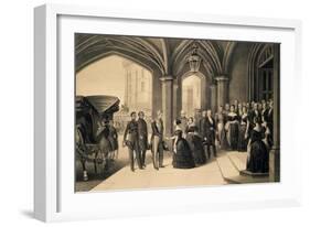 Louis-Philippe's Journey in England, 1844, King Being Received at Windsor Castle, October 8, 1844-Edouard Pingret-Framed Giclee Print