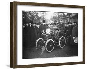 Louis Renault in the Driver's Seat of a Voiturette Renault 1¾ Hp, 1899-null-Framed Photographic Print