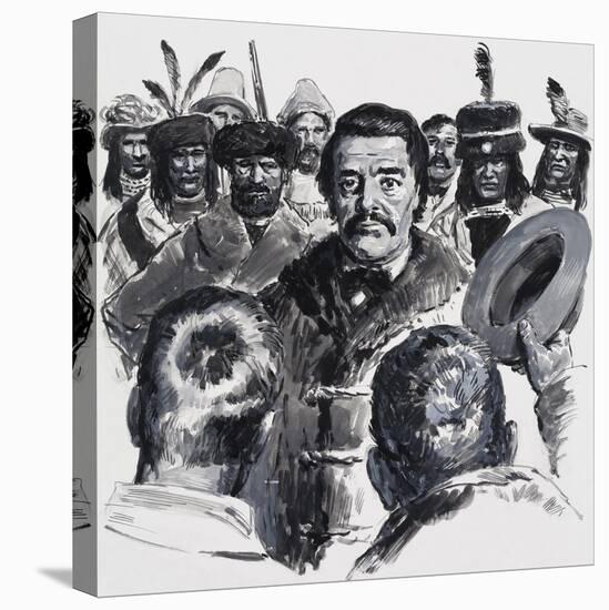 Louis Riel and the Metis, 1972-English School-Stretched Canvas