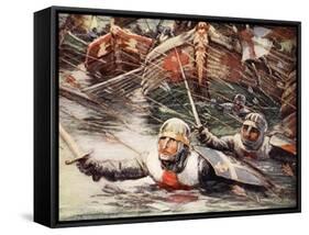 Louis Throws Himself Overboard-null-Framed Stretched Canvas