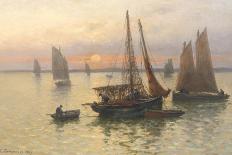 Breton Fishing Boats at Sunset-Louis Timmermans-Stretched Canvas