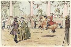 A Woman Riding a Horse Which Is Rearing Up before a Man Holding a Whip-Louis Vallet-Framed Giclee Print