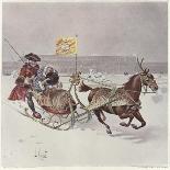 A Man and a Woman Riding a Horse-Drawn Sledge-Louis Vallet-Framed Giclee Print