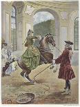 A Woman Riding a Horse Which Is Rearing Up before a Man Holding a Whip-Louis Vallet-Giclee Print