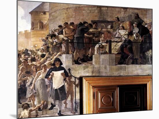 Louis VI of France granting the citizens of Paris their first charter, 12th century (c1858-1921)-Jean-Paul Laurens-Mounted Giclee Print