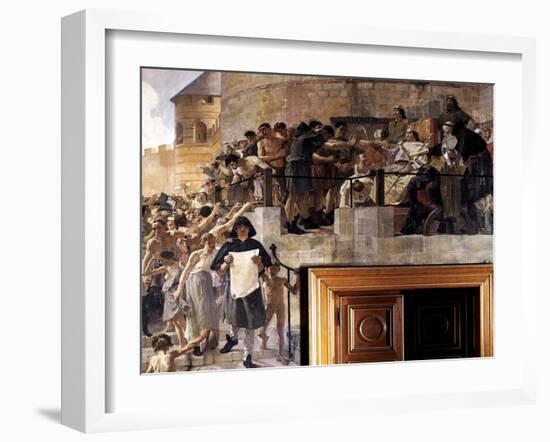 Louis VI of France granting the citizens of Paris their first charter, 12th century (c1858-1921)-Jean-Paul Laurens-Framed Giclee Print