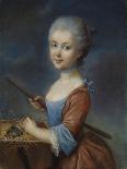 A Young Girl Playing with Her Pet Hamster-Louis Vigee-Framed Stretched Canvas