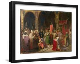 Louis VII (circa 1120-1180) the Young, King of France Taking the Banner in St. Denis in 1147, 1840-Jean Baptiste Mauzaisse-Framed Giclee Print