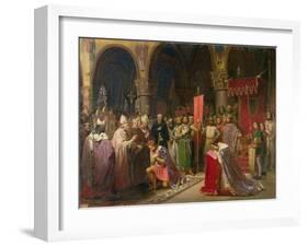 Louis VII (circa 1120-1180) the Young, King of France Taking the Banner in St. Denis in 1147, 1840-Jean Baptiste Mauzaisse-Framed Giclee Print