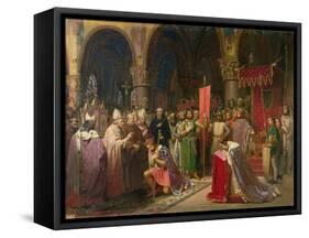 Louis VII (circa 1120-1180) the Young, King of France Taking the Banner in St. Denis in 1147, 1840-Jean Baptiste Mauzaisse-Framed Stretched Canvas