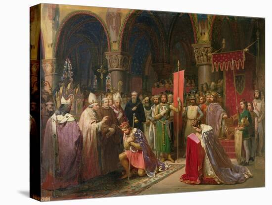 Louis VII (circa 1120-1180) the Young, King of France Taking the Banner in St. Denis in 1147, 1840-Jean Baptiste Mauzaisse-Stretched Canvas