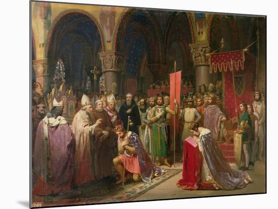 Louis VII (circa 1120-1180) the Young, King of France Taking the Banner in St. Denis in 1147, 1840-Jean Baptiste Mauzaisse-Mounted Giclee Print