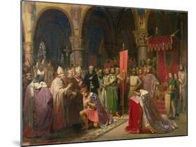 Louis VII (circa 1120-1180) the Young, King of France Taking the Banner in St. Denis in 1147, 1840-Jean Baptiste Mauzaisse-Mounted Giclee Print