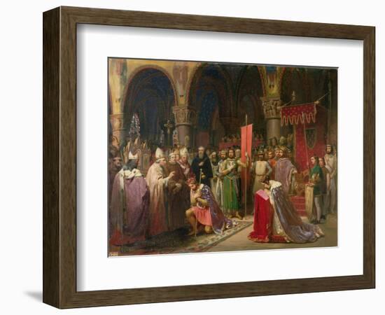 Louis VII (circa 1120-1180) the Young, King of France Taking the Banner in St. Denis in 1147, 1840-Jean Baptiste Mauzaisse-Framed Giclee Print